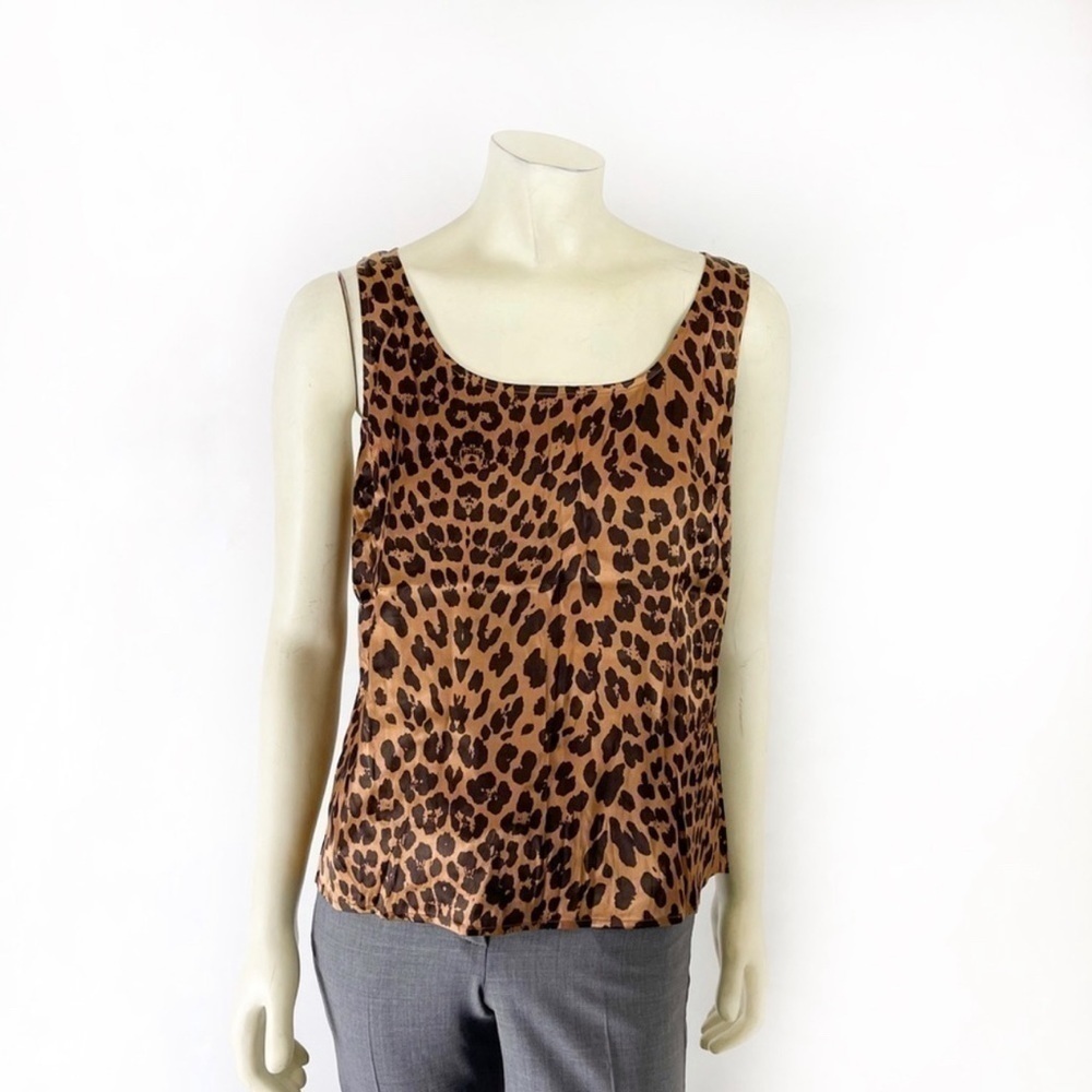 St John leopard print silk blouse tank size M